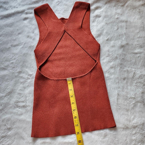 Zara rust brick orange-red thick sleeveless top cross open back Size M - Picture 7 of 7